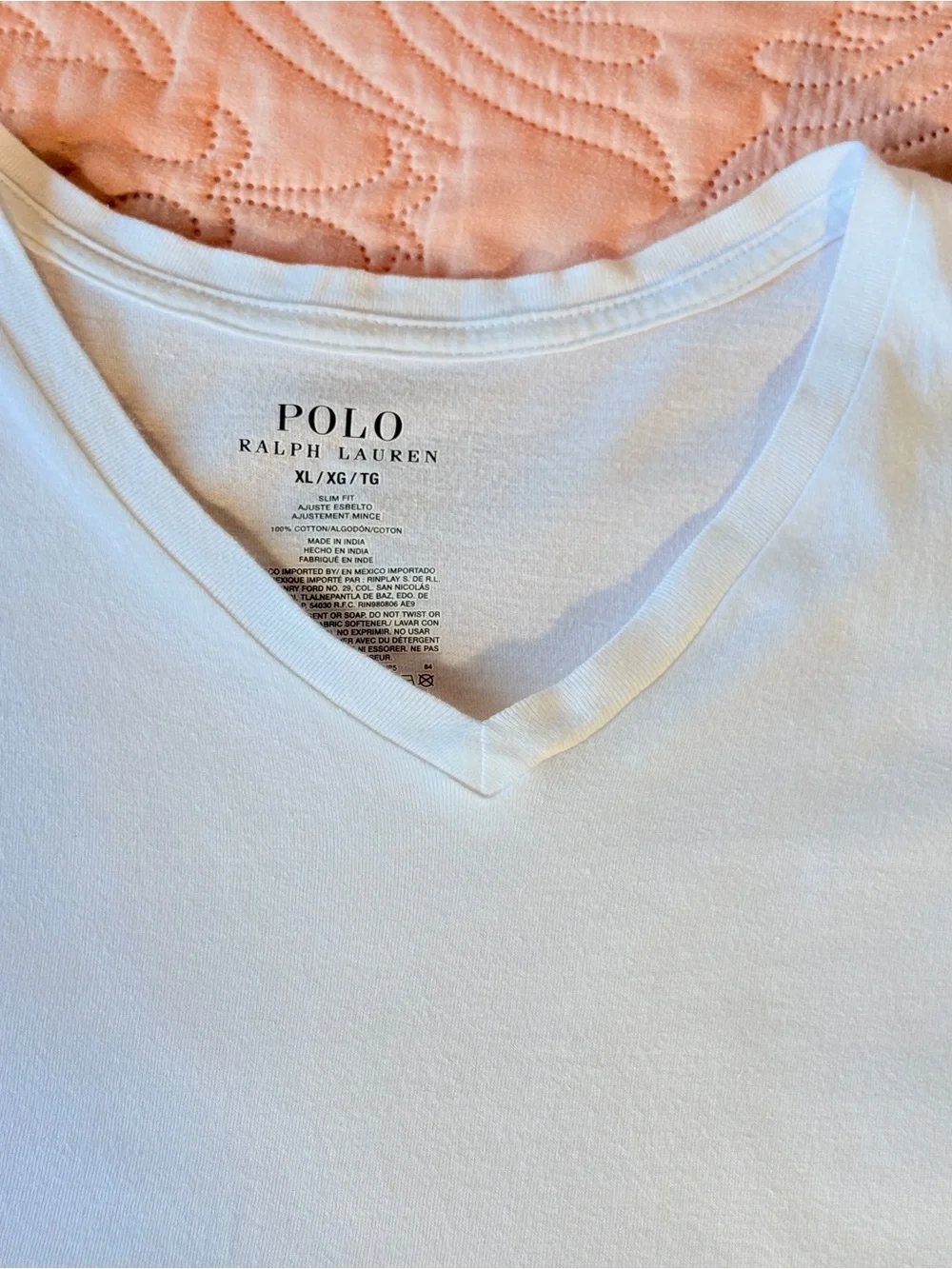 Polo Ralph Lauren Men’s White V-Neck Slim Fit Cotton T-Shirt XL